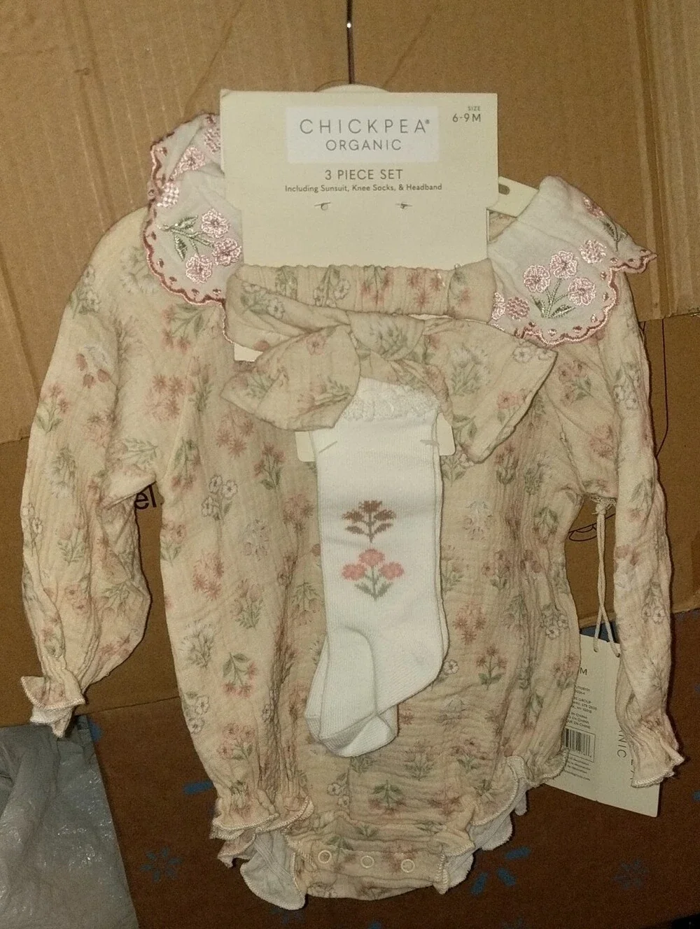 Chickpea Organic Pink Floral Baby 3-Piece Set